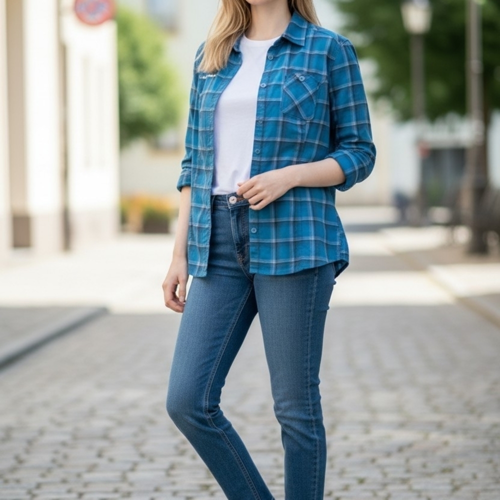 Mammut Women's Blue Plaid Button-Down Shirt